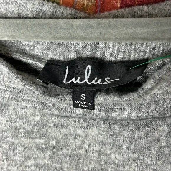 Lulus Cozy Days Heather Gray Asymmetrical Off the Shoulder Fleece Top size Small - Picture 5 of 7